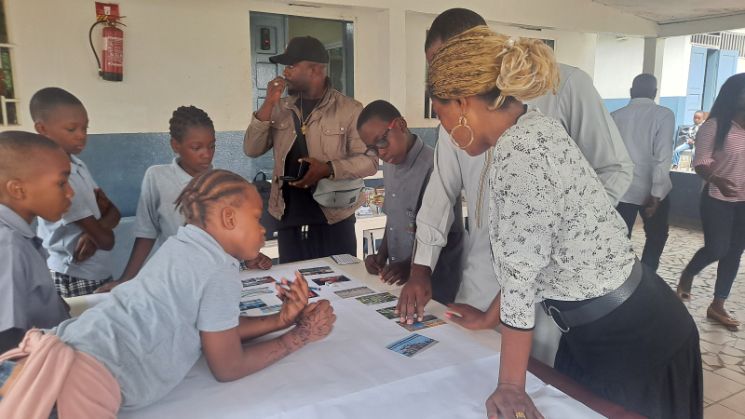 Catching them young: School children in Yaounde make marine protection drawings on World Biodiversity Day.