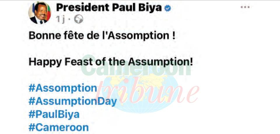 Fête de l’Assomption: Paul Biya aux côtés des chrétiens