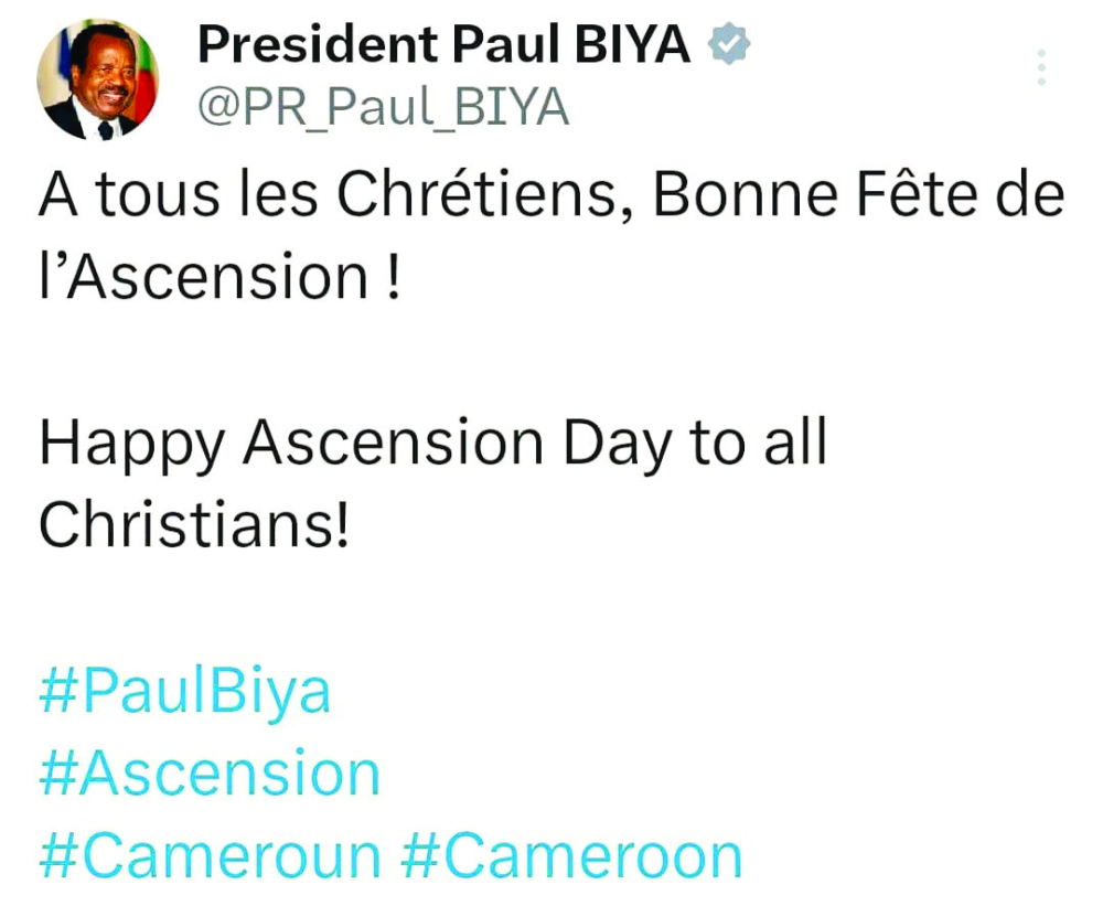 Ascension 2023 : Paul Biya aux côtés des chrétiens