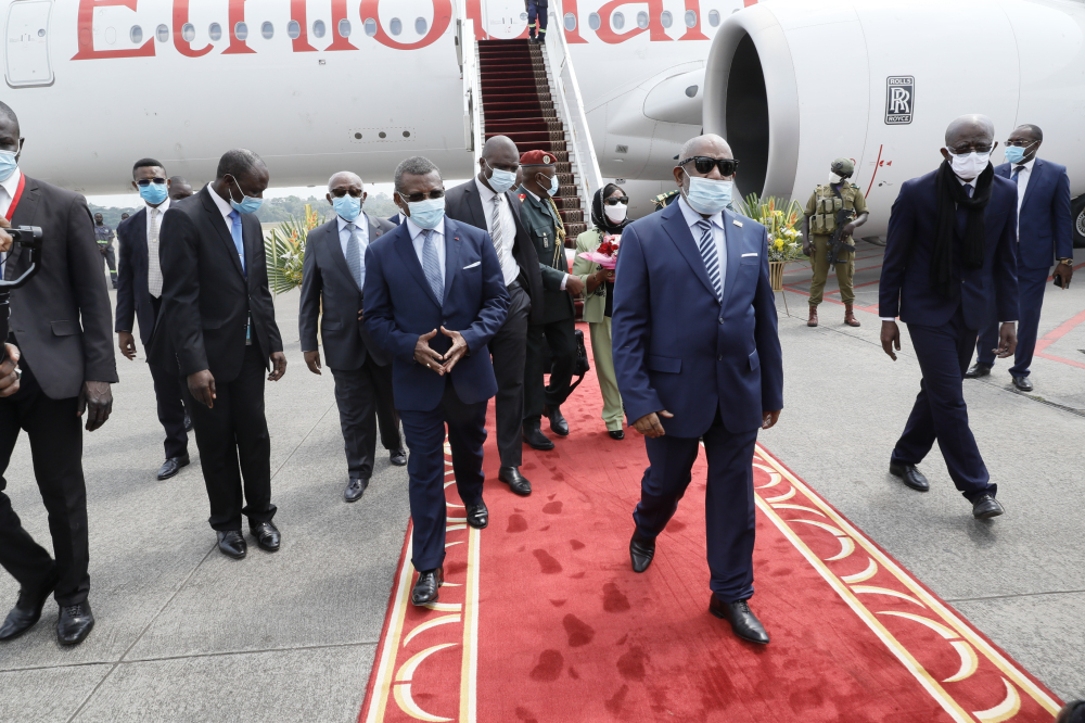 Prime Minister Chief Dr Joseph Dion Ngute welcomes Comorian President, His Excellency Azali Assoumani at the Yaounde, Nsimalen International Airport.