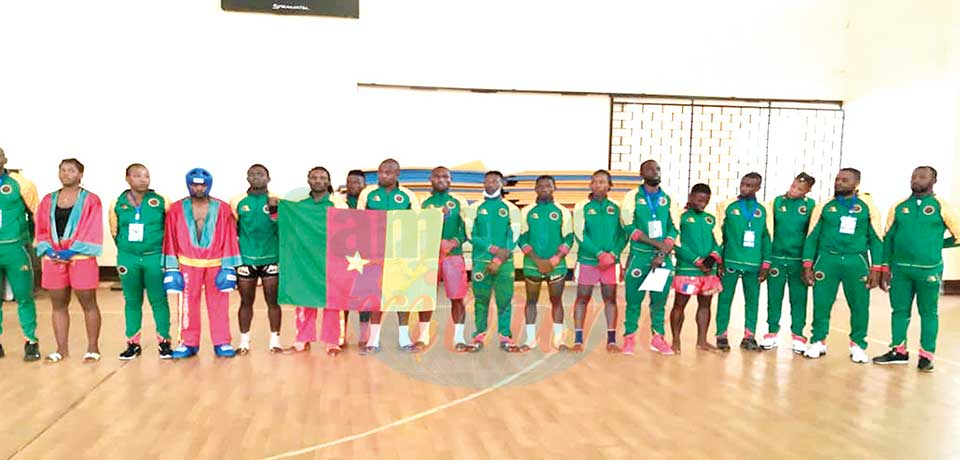 The Cameroonian kick-boxers celebrating their victories.