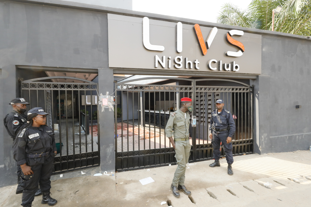 Livs Nightclub has been sealed as security forces keep guard at the entrance.