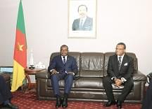 PM Dion Ngute and the African Development Bank official in the Star Building audience. PM Dion Ngute and the African Development Bank official in the Star Building audience.