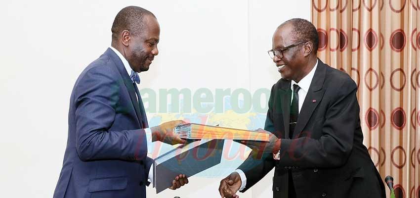 MINEPDED and Feicom boss at signing ceremony, Yaounde, June 3, 2019.