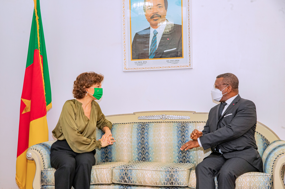 Prime Minister Dion Ngute and the UNESCO Director General, Audrey Azoulay.