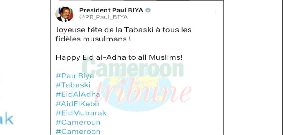 Fête de la Tabaski: Les voeux du président
