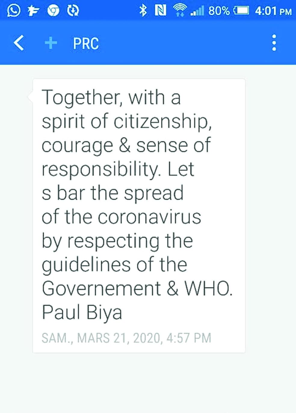 Lutte contre le coronavirus : Paul Biya poursuit la sensibilisation