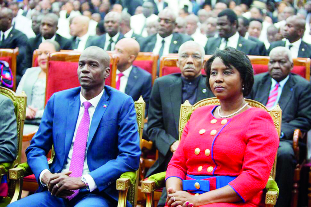 Ex-President Jovenel and suspected wife Martine during the swearing-in ceremony in 2017.