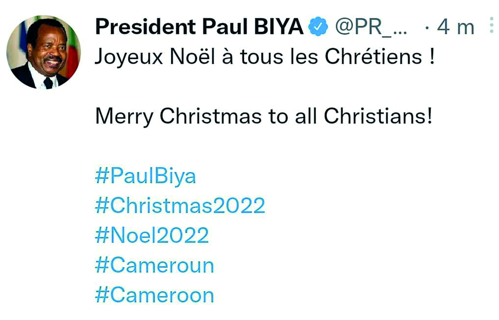 Noël 2022 : les vœux du chef de l’Etat