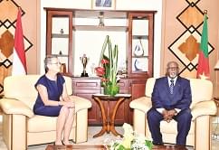 Netherland’s Ambassador, Catharina Geertuida Maria, with Minister Mbella Mbella.