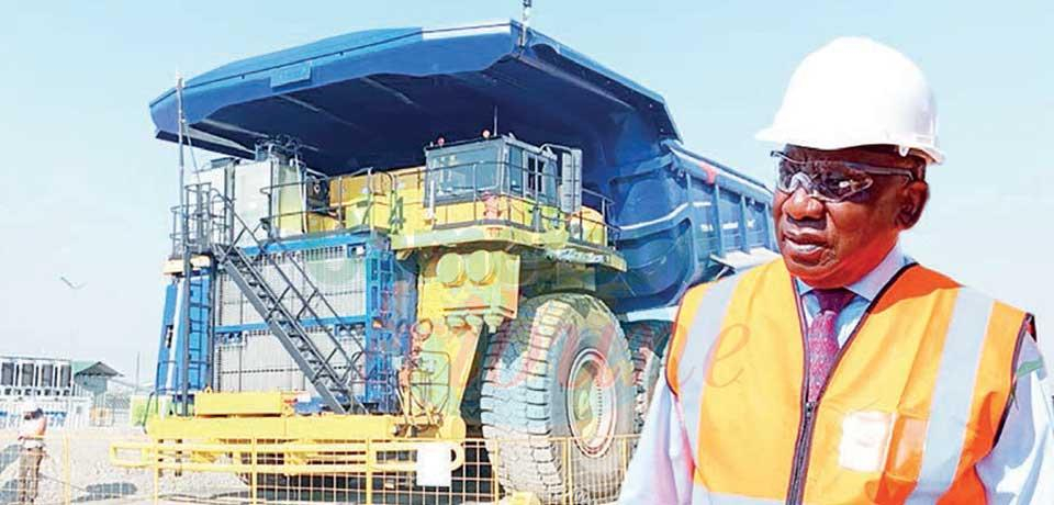 President Ramaphosa in front one of the trucks during the launching.