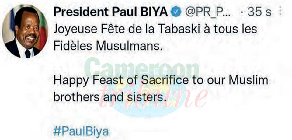 Tabaski 2022 : Paul Biya aux côtés des musulmans Tabaski 2022 : Paul Biya aux côtés des musulmans