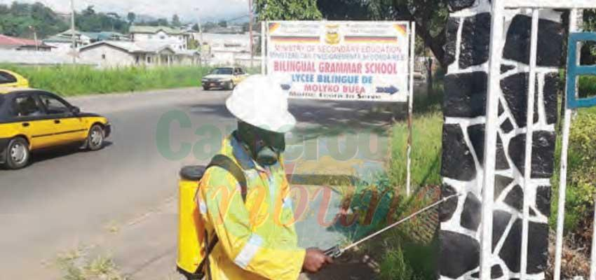 Buea : Disinfecting Schools Ahead Of Monday Reopening Buea : Disinfecting Schools Ahead Of Monday Reopening