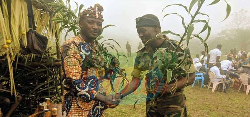 Chief Ewume welcoming the BIR commander Chief Ewume welcoming the BIR commander