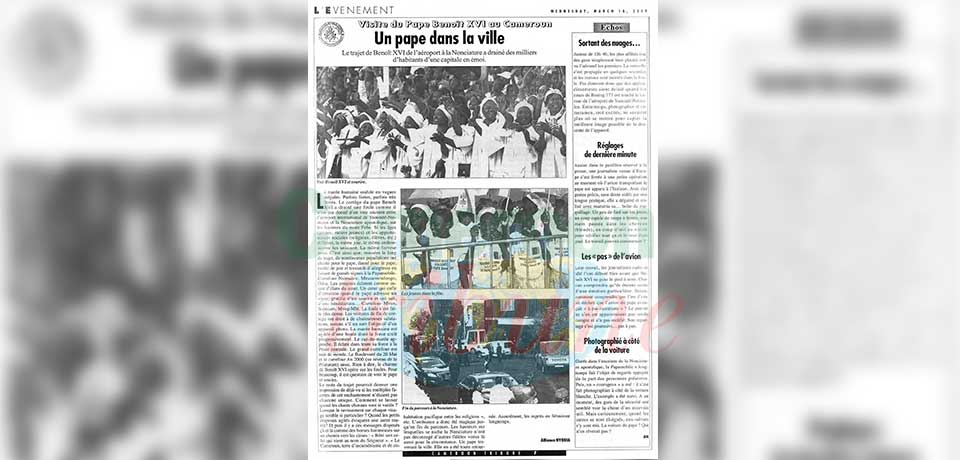 Quatre ans après son élection, le successeur de Jean-Paul II a choisi la terre camerounaise pour entamer sa première tournée en Afrique. Quatre ans après son élection, le successeur de Jean-Paul II a choisi la terre camerounaise pour entamer sa première tournée en Afrique.