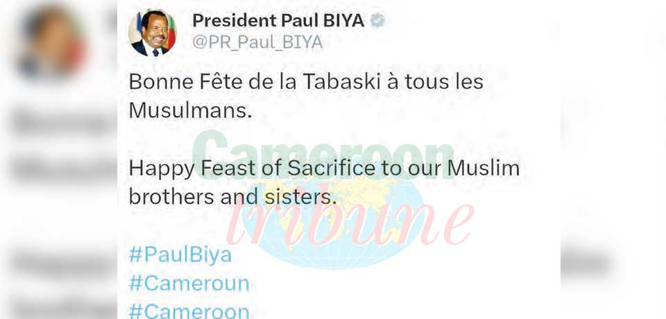 Tabaski 2023 : les vœux de Paul Biya