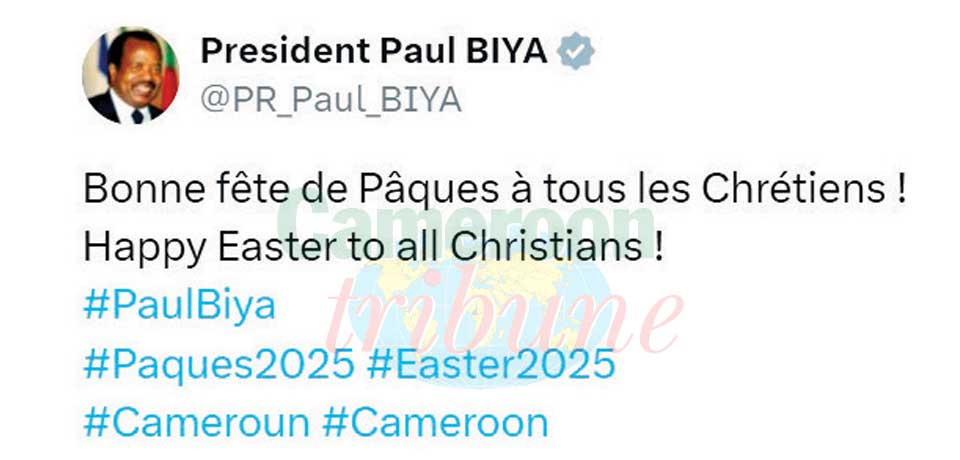 Pâques 2025 : le chef de l’Etat aux côtés des Chrétiens Pâques 2025 : le chef de l’Etat aux côtés des Chrétiens