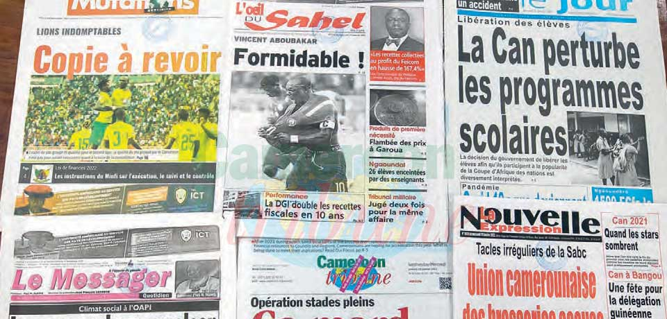 Newspapers edition of January 19, 2022 carried articles on the ongoing AFCON competition with focus on the current stage of the games.