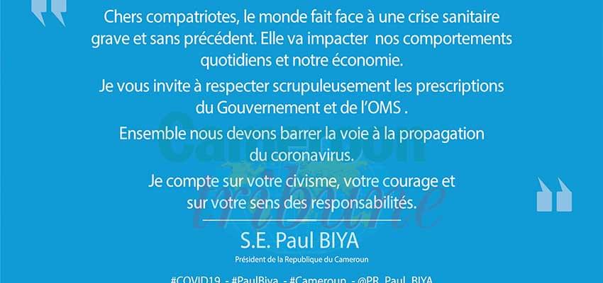 Coronavirus : le message de Paul Biya