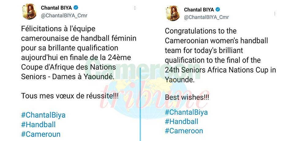 CAN de handball dames : la première dame félicite les Lionnes CAN de handball dames : la première dame félicite les Lionnes