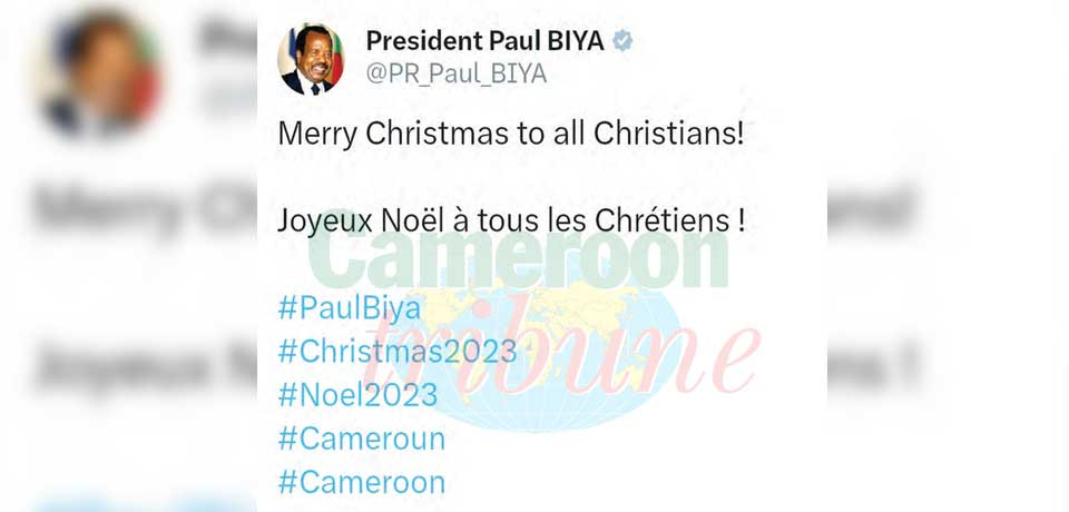 Le président de la République s’associe à ses compatriotes pour célébrer la naissance du Christ.