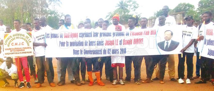 Nominations de Joseph LE et Oswald Baboke: les jeunes d’Abong-Mbang disent merci
