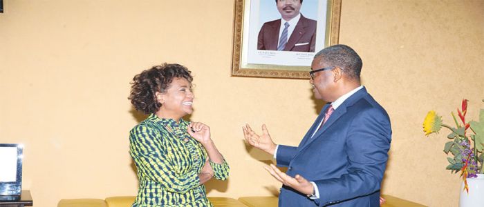 Michaelle Jean en escale à Yaoundé